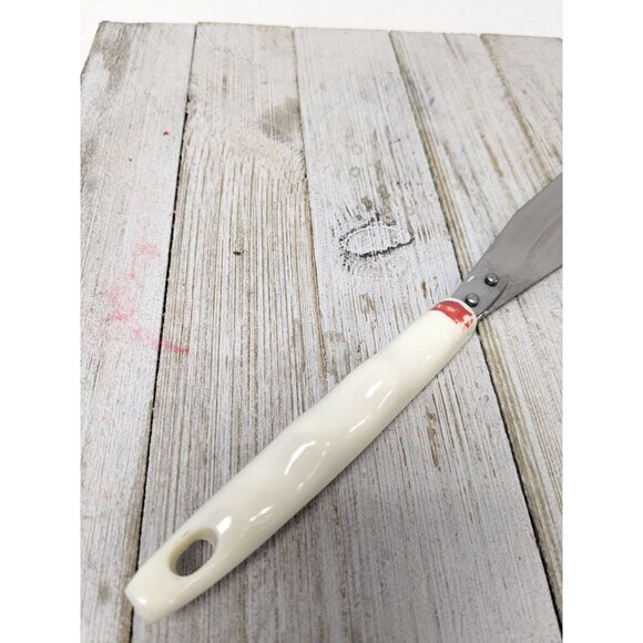 Vintage Household Stainless Spatula icing cake White Cornflower Blue Floral Hand - Picture 6 of 9